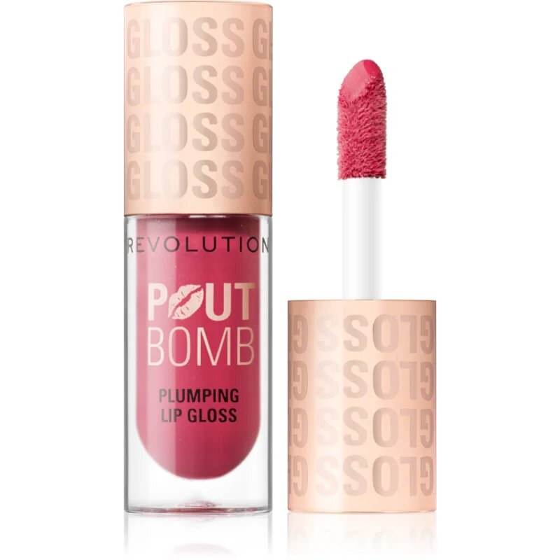 Revolution Pout Bomb sijaj za ustnice z učinkom povečanja odtenek Rosewood Rose Pink 4.6 ml