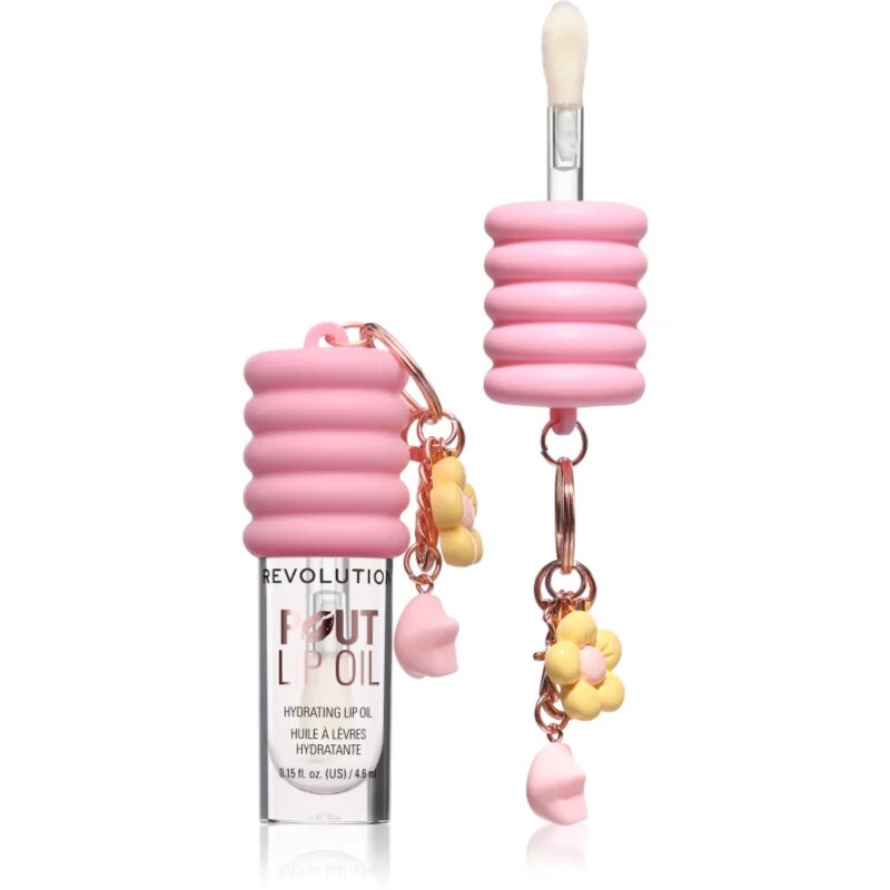 Revolution Pout Lip Oil With Charm olje za ustnice za ključe Pink Charm 4.6 ml