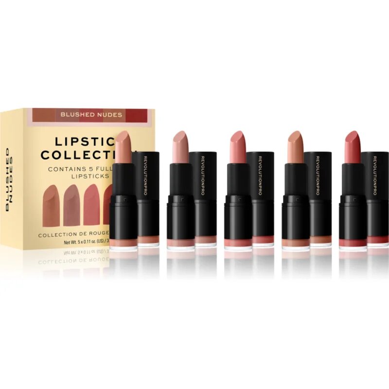 Revolution PRO Lipstick Collection satenasta šminka darilni set odtenek Blushed Nudes 5x32 g