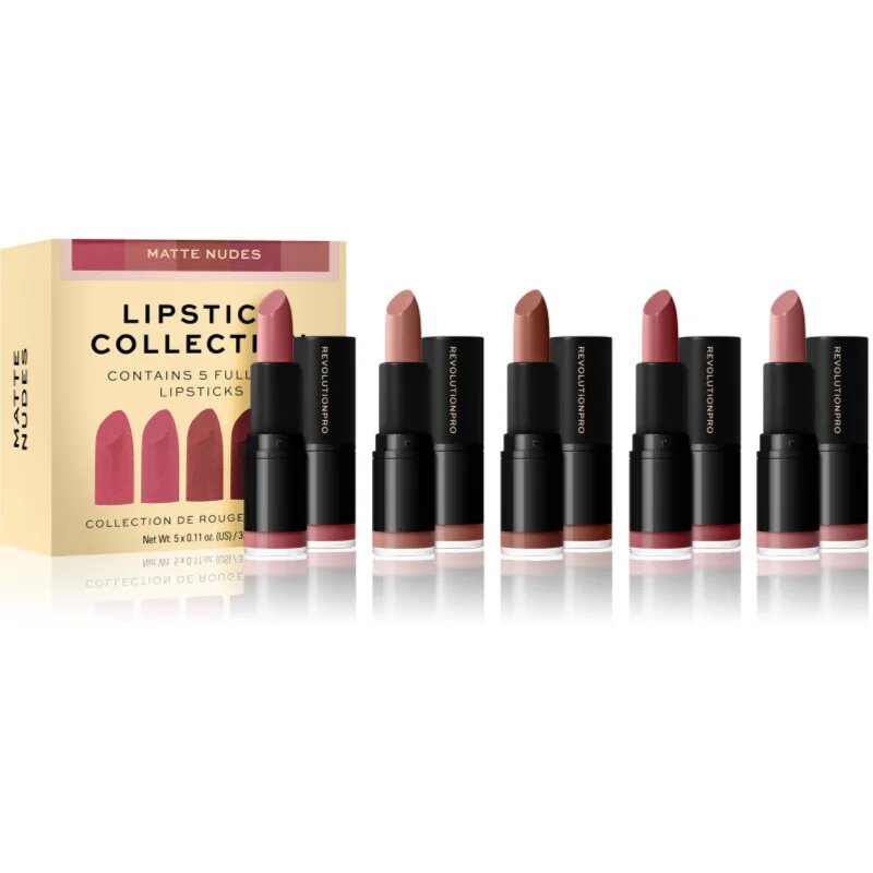 Revolution PRO Lipstick Collection set šmink odtenek Matte Nude 5 kos