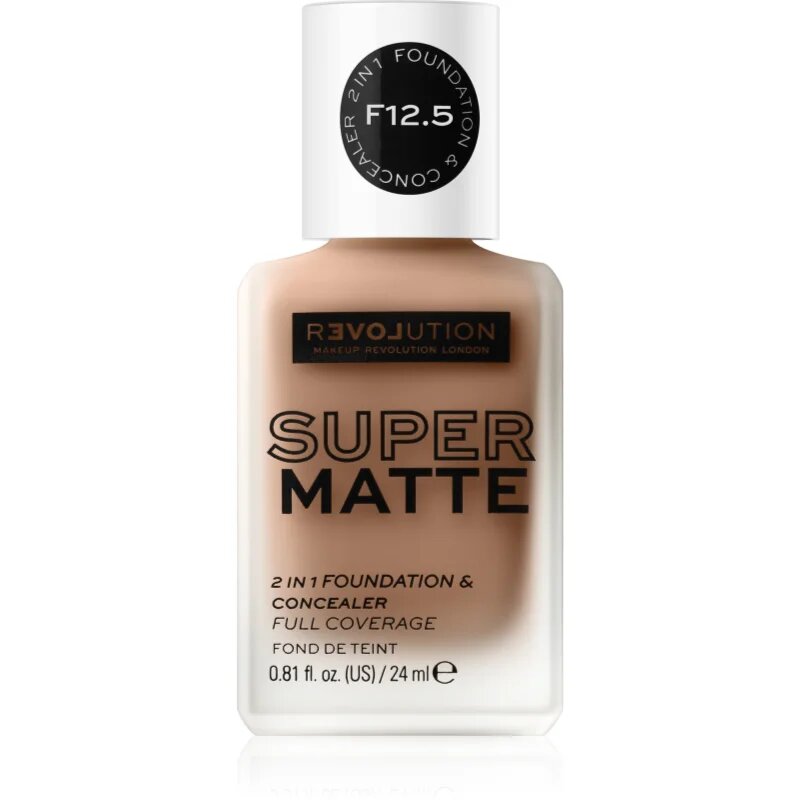 Revolution Relove Super Matte Foundation dolgoobstojni matirajoči tekoči puder odtenek F12.5 24 ml