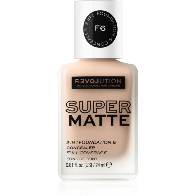 Revolution Relove Super Matte Foundation dolgoobstojni matirajoči tekoči puder odtenek F6 24 ml
