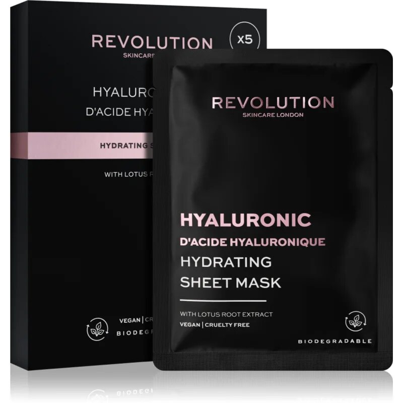 Revolution Skincare Hyaluronic Acid set mask iz platna za intenzivno vlažnost 5 kos