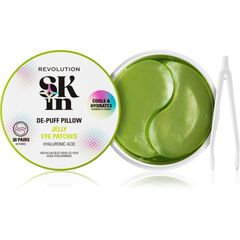 Revolution Skincare Skindividual Happy Hydrate De-Puff Hyaluronic Acid Jelly Eye Patches vlažilne gelaste blazinice za predel okoli oči 30 kos