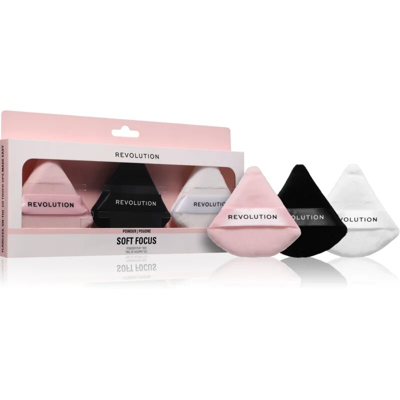Revolution Soft Focus Powder Puff Trio blazinica 3 kos
