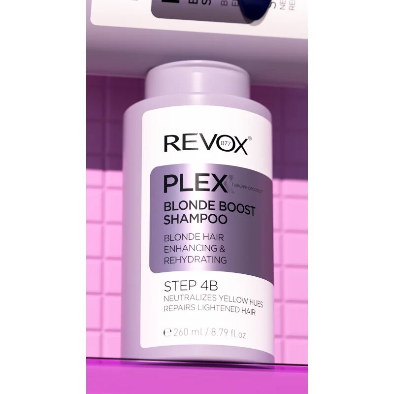 Revox B77 PLEX Blonde Boost Shampoo. Step 4B šampon za nevtralizacijo rumenih tonov za blond lase 260 ml
