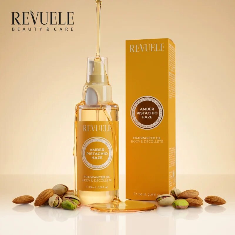 Revuele Amber Pistachio Haze Fragranced Oil parfumirano olje za telo 100 ml