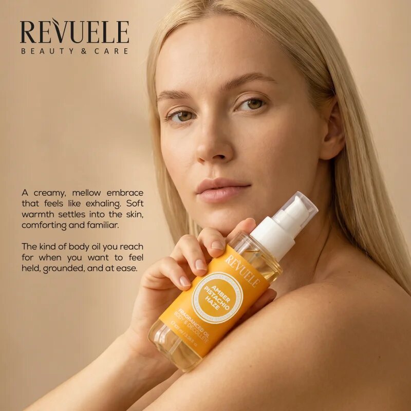 Revuele Amber Pistachio Haze Fragranced Oil parfumirano olje za telo 100 ml