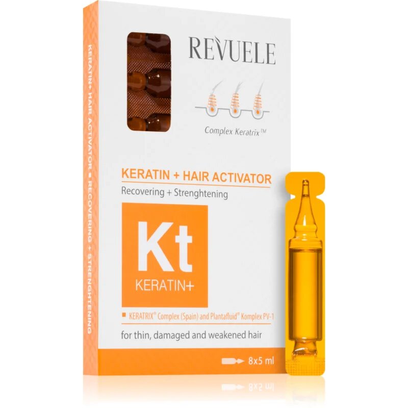 Revuele Ampoules Keratin + Hair Activator ampule za šibke obremenjene lase 8x5 ml