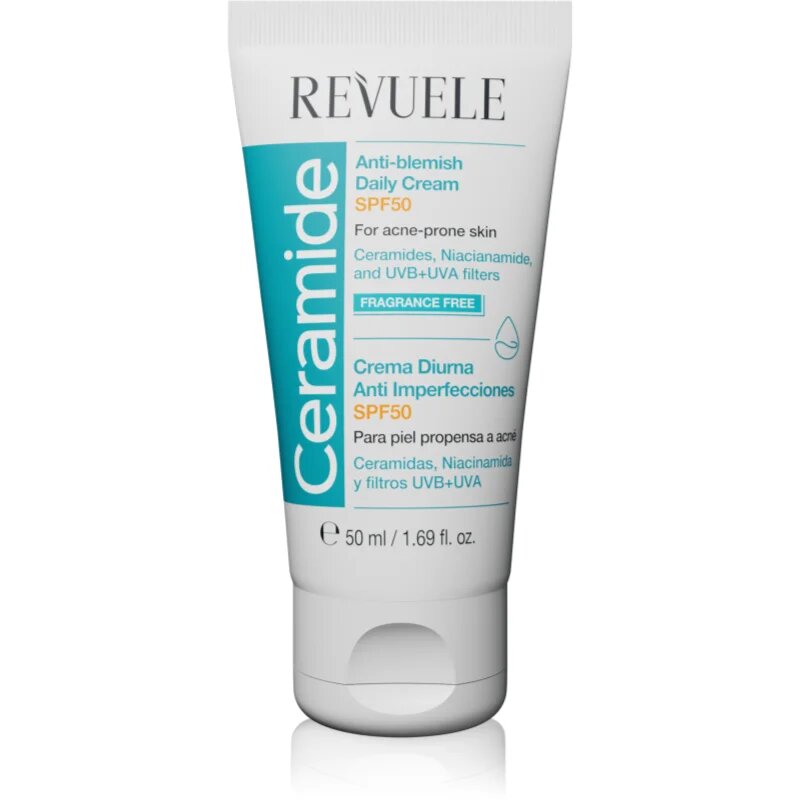 Revuele Ceramide Anti-Blemish Daily Cream dnevna zaščitna krema za problematično kožo akne SPF 50 50 ml
