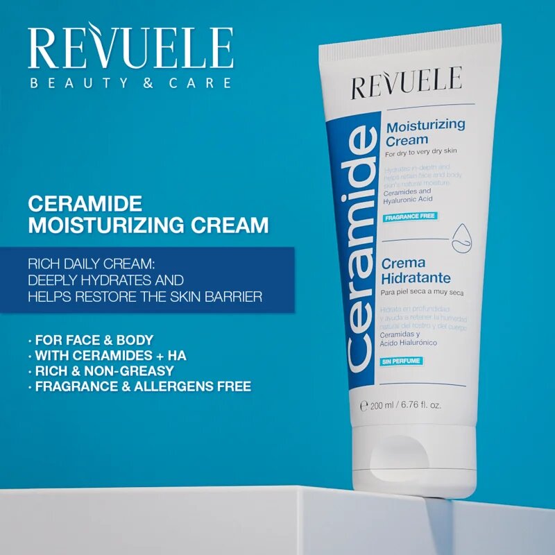 Revuele Ceramide Moisturizing Cream vlažilna krema za obraz in telo za suho do zelo suho kožo 200 ml