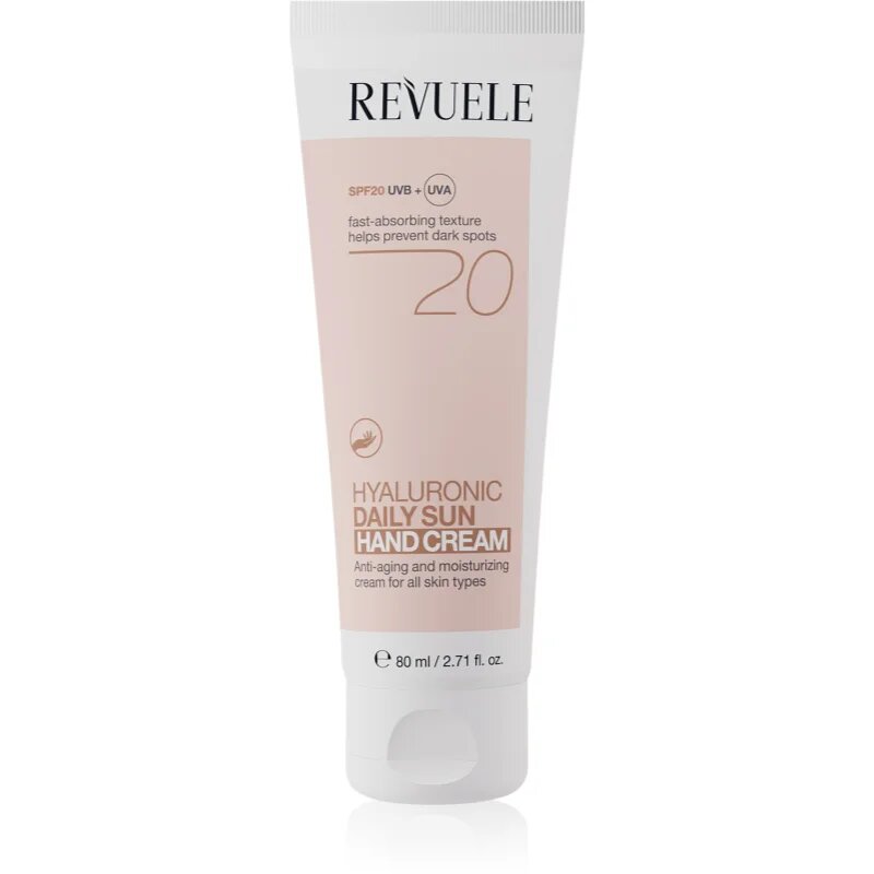 Revuele Daily Sun Hyaluronic Hand Cream SPF 20 vlažilna zaščitna krema za roke SPF 20 80 ml