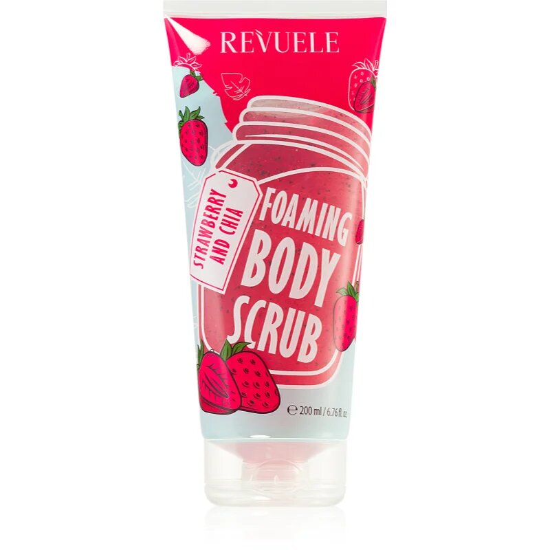 Revuele Foaming Body Scrub Strawberry and Chia vlažilni piling za telo 200 ml