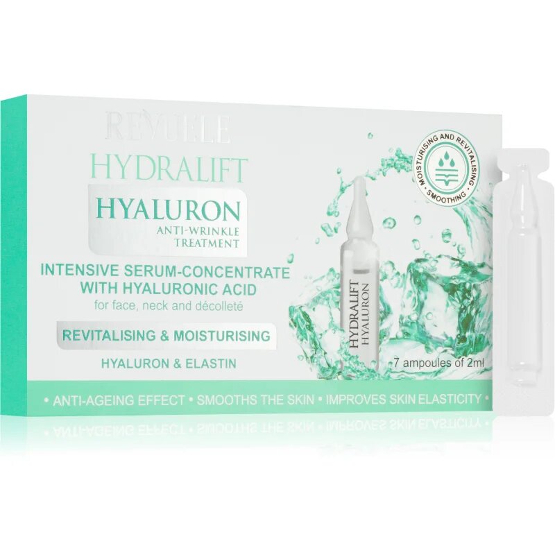 Revuele Hydralift Hyaluron Ampoules Intensive Serum Concentrate intenzivni vlažilni serum za obraz vrat in dekolte 7x2 ml