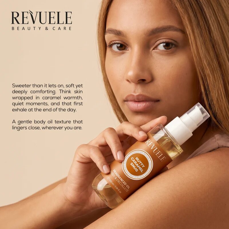 Revuele Nutty Caramel Snug Fragranced Oil parfumirano olje za telo 100 ml