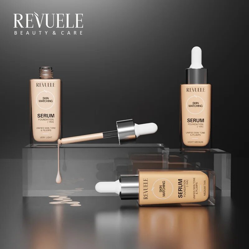 Revuele Serum Foundation [+HA] vlažilni tekoči puder za poenotenje tona kože odtenek Medium-Tan 30 ml