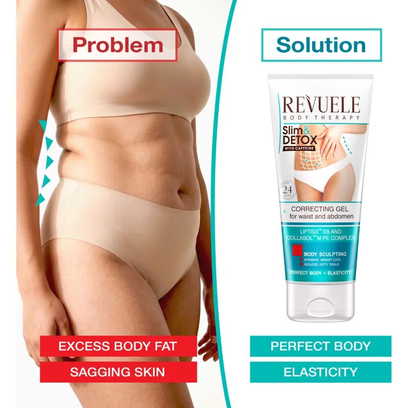 Revuele Slim & Detox With Caffeine gel za učvrstitev kože za trebuh in boke 200 ml