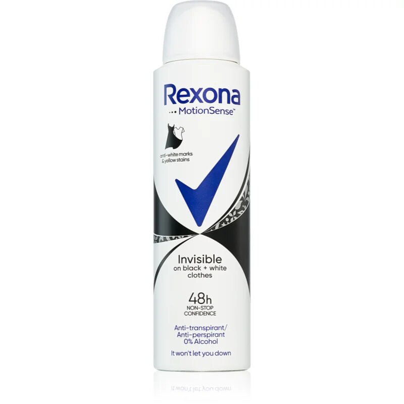 Rexona Invisible Black and White antiperspirant v pršilu proti belim in rumenim madežem 150 ml