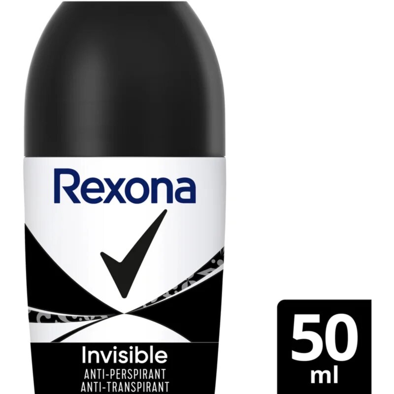 Rexona Invisible Black and White Roll-On antiperspirant roll-on proti belim in rumenim madežem 50 ml