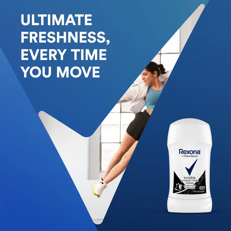 Rexona Invisible Black and White trdi antiperspirant proti belim in rumenim madežem 50 ml