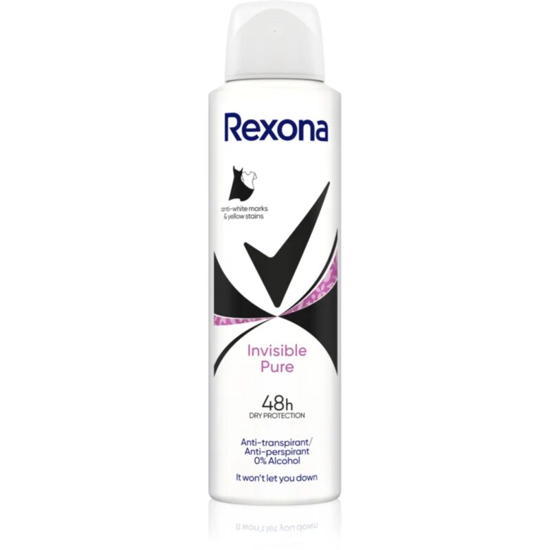 Rexona Invisible Pure antiperspirant v pršilu proti belim in rumenim madežem 150 ml