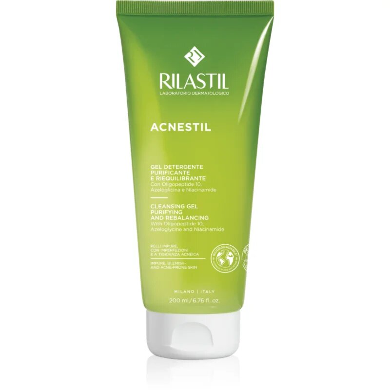 Rilastil Acnestil čistilni gel za regulacijo sebuma za mastno k aknam nagnjeno kožo 200 ml