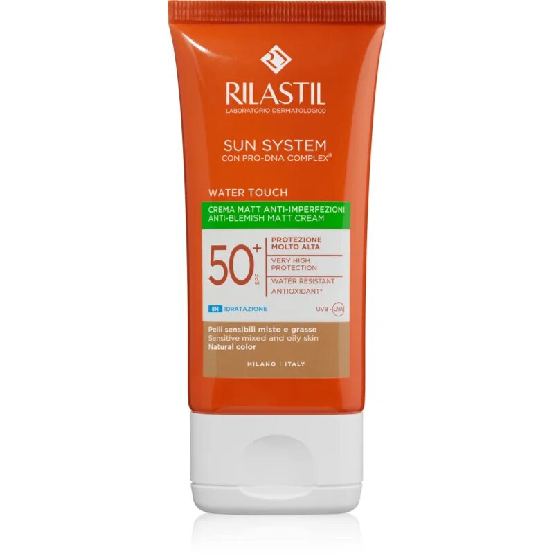 Rilastil Sun System Water Touch zaščitna tonirana krema za obraz za mastno in mešano kožo SPF 50+ 50 ml