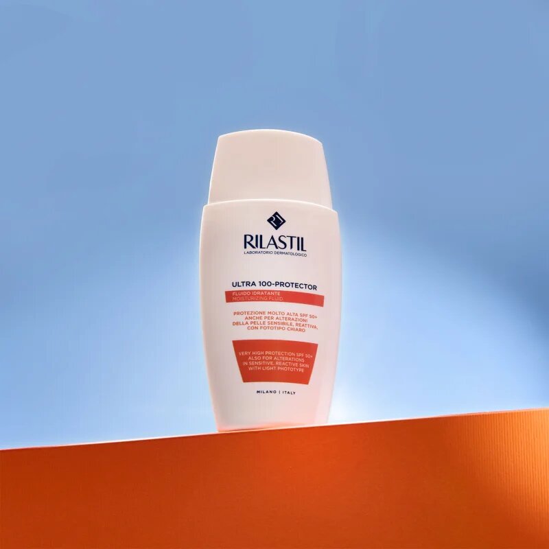 Rilastil Ultra 100-Protector vlažilni zaščitni fluid za občutljivo kožo SPF 50+ 50 ml