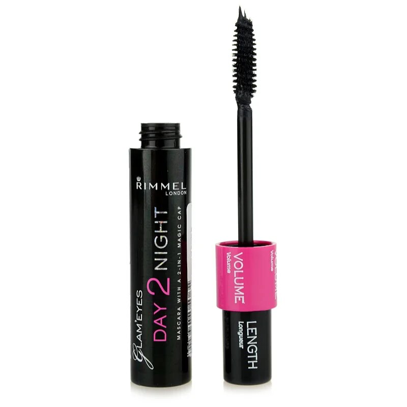 Rimmel Glam´ Eyes Day 2 Night maskara za zgostitev in podaljšanje trepalnic 2 v 1 odtenek 001 Black 9.5 ml