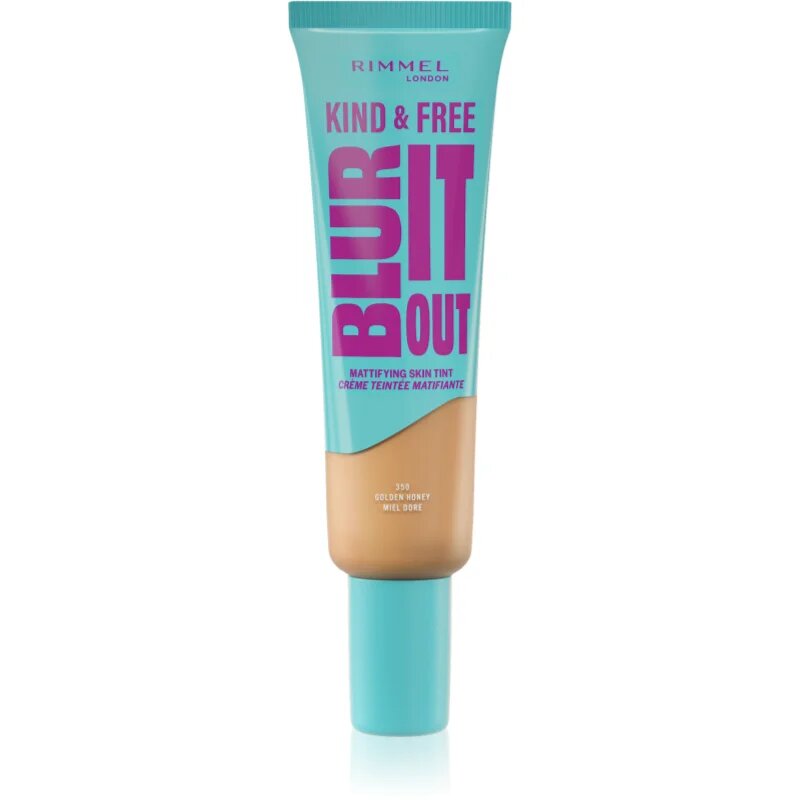 Rimmel Kind & Free Blur It Out lahki vlažilni tekoči puder SPF 20 odtenek 350 Golden Honey 30 ml