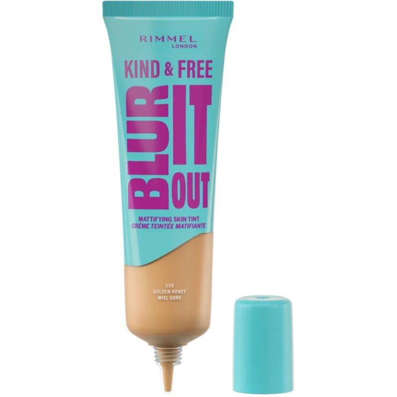 Rimmel Kind & Free Blur It Out lahki vlažilni tekoči puder SPF 20 odtenek 350 Golden Honey 30 ml