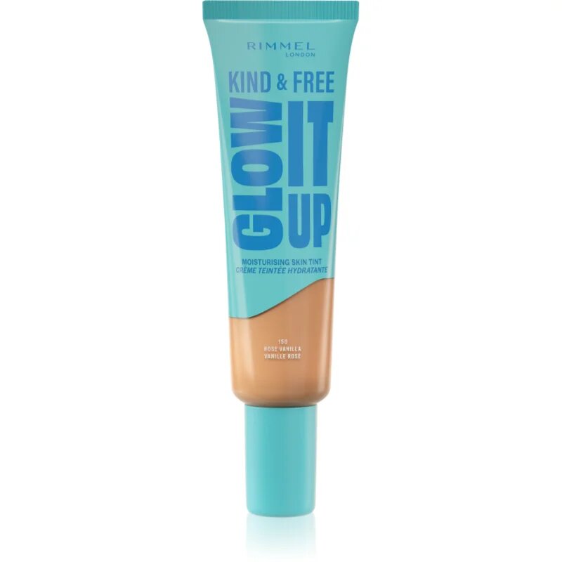 Rimmel Kind & Free Glow It Up lahki vlažilni tekoči puder odtenek 150 Rose Vanilla 30 ml
