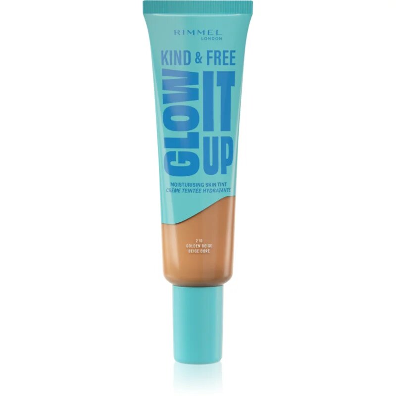 Rimmel Kind & Free Glow It Up lahki vlažilni tekoči puder odtenek 210 Golden Beige 30 ml