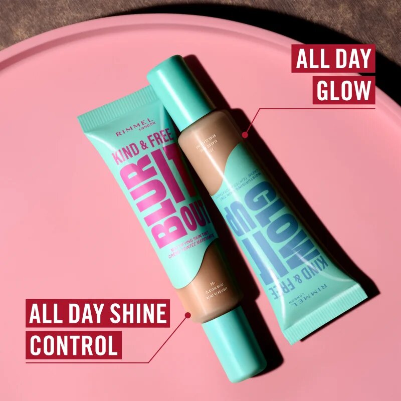 Rimmel Kind & Free Glow It Up lahki vlažilni tekoči puder odtenek 210 Golden Beige 30 ml