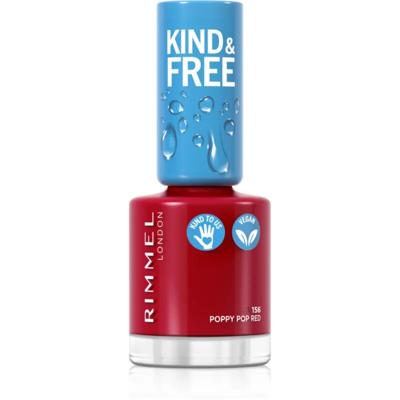 Rimmel Kind & Free lak za nohte odtenek 156 Poppy Pop Red 8 ml