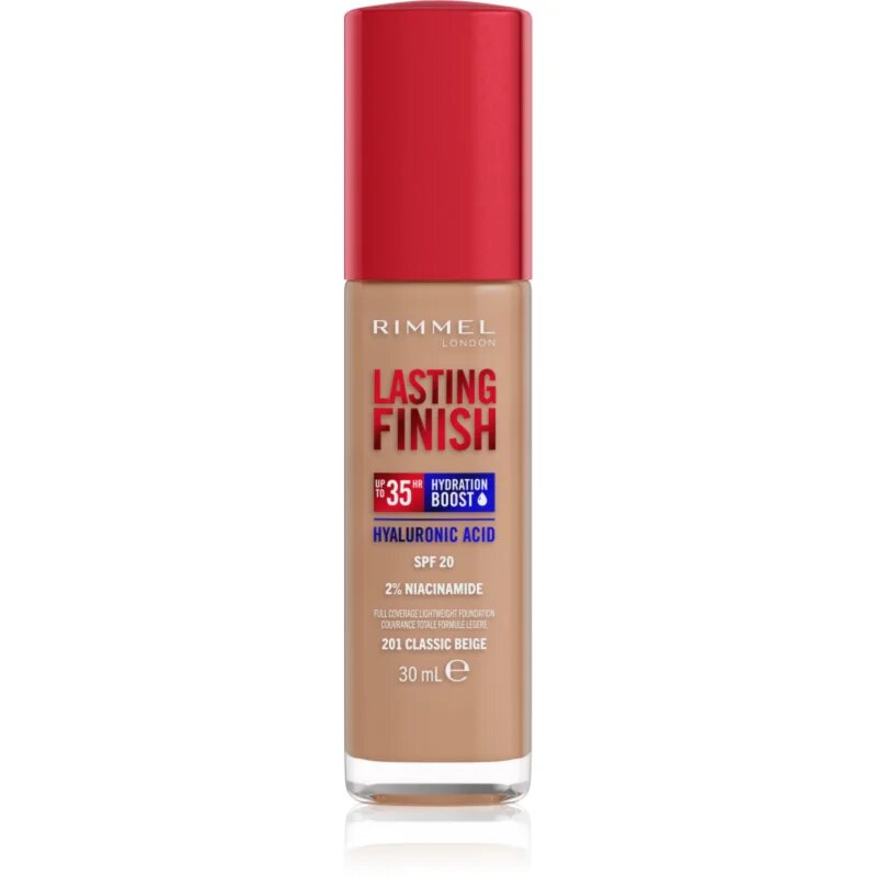 Rimmel Lasting Finish 35H Hydration Boost vlažilni tekoči puder SPF 20 odtenek 201 Classic Beige 30 ml