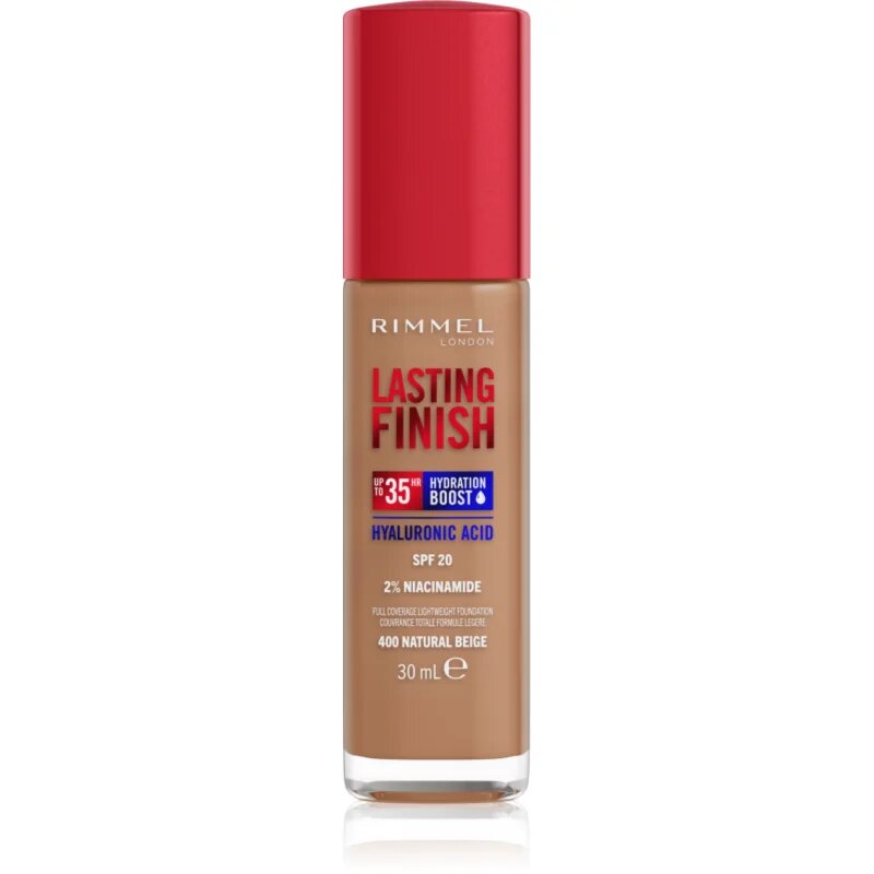 Rimmel Lasting Finish 35H Hydration Boost vlažilni tekoči puder SPF 20 odtenek 400 Natural Beige 30 ml