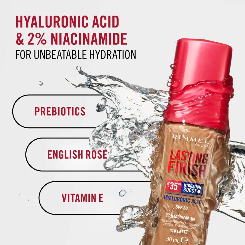 Rimmel Lasting Finish 35H Hydration Boost vlažilni tekoči puder SPF 20 odtenek 400 Natural Beige 30 ml