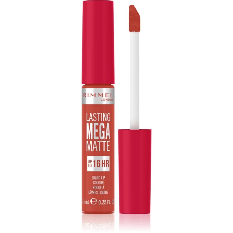 Rimmel Lasting Mega Matte lahka tekoča mat šminka 16 ur odtenek Scarlet Flames 74 ml