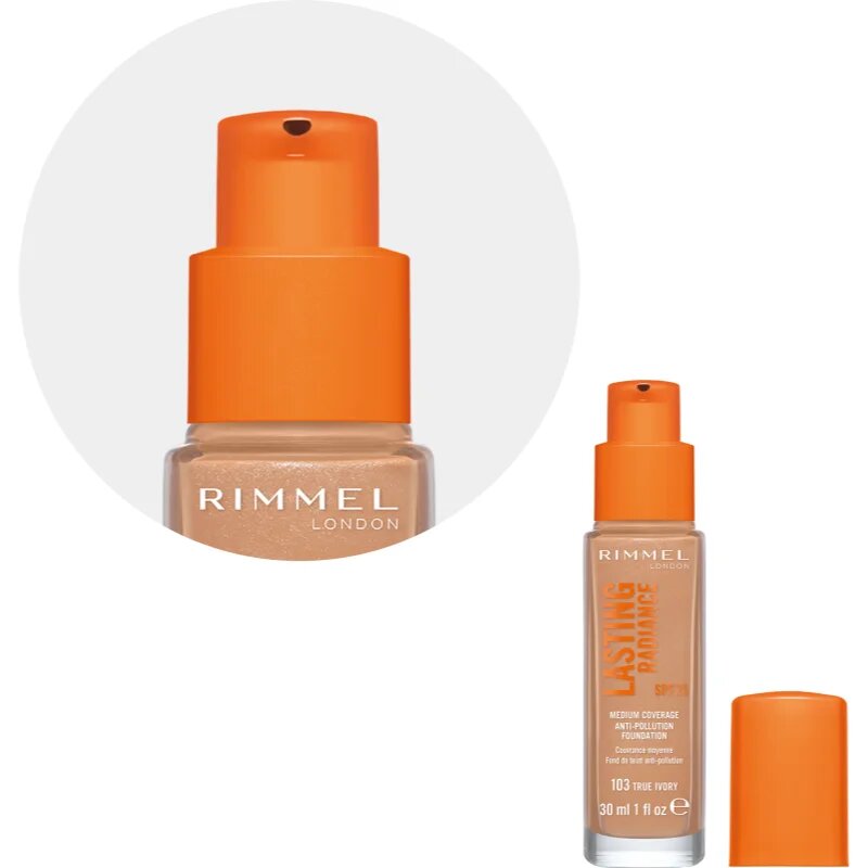 Rimmel Lasting Radiance posvetlitvena podlaga SPF 25 odtenek 103 True Ivory 30 ml