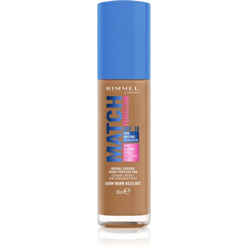 Rimmel Match Perfection tekoči puder SPF 15 odtenek 550W Warm Hazelnut 30 ml