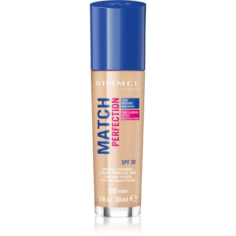 Rimmel Match Perfection tekoči puder SPF 20 odtenek 100 Ivory 30 ml