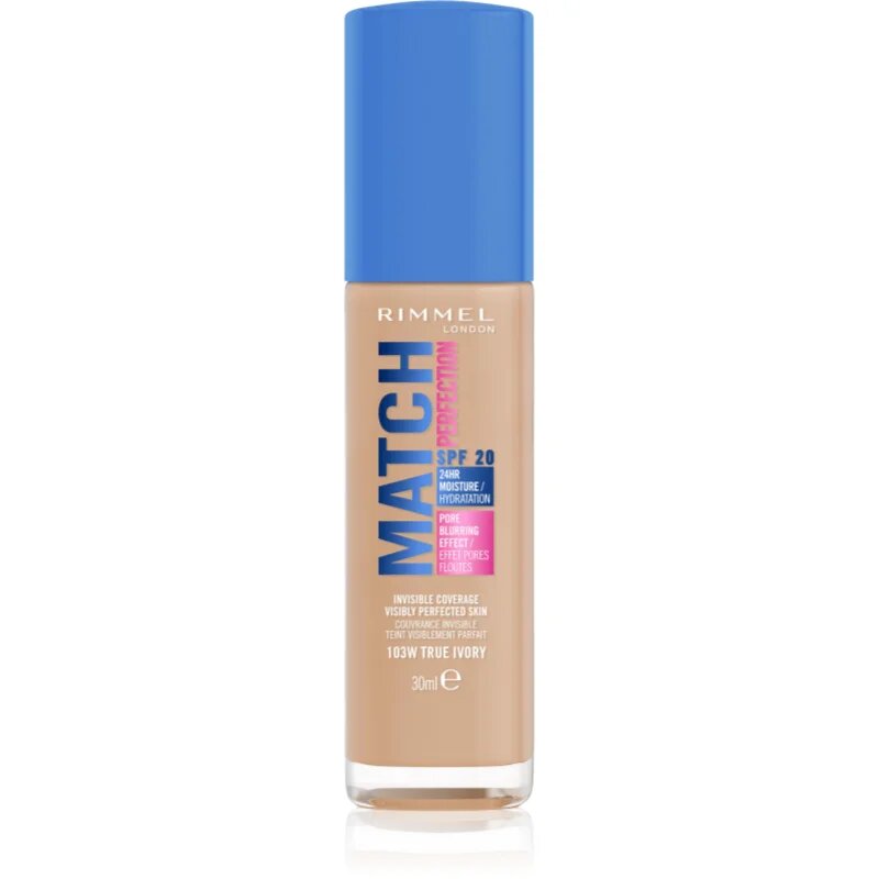 Rimmel Match Perfection tekoči puder SPF 20 odtenek 103W True Ivory 30 ml