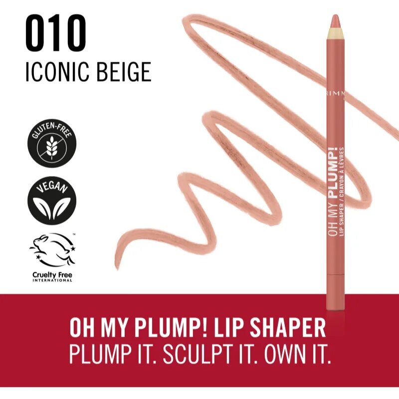 Rimmel Oh My Plump! črtalo za ustnice odtenek 010 Iconic Beige 1.2 g