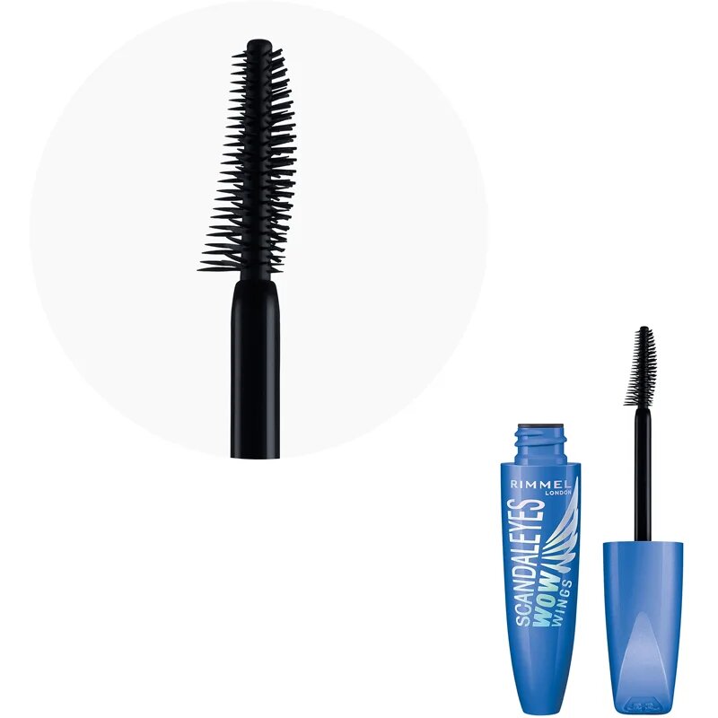 Rimmel ScandalEyes WOW Wings vodoodporna maskara za volumen in privihanje trepalnic odtenek Black 12 ml