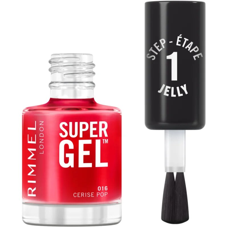 Rimmel Super Gel gel lak za nohte brez uporabe UV/LED lučke odtenek 016 Cerise Pop 12 ml