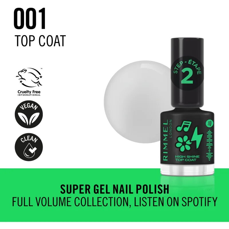 Rimmel SuperGel lak za nohte odtenek 001 Top Coat 12 ml