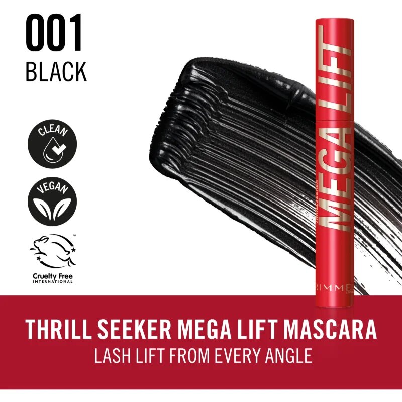 Rimmel Thrill Seeker Mega Lift maskara za volumen odtenek 001 Black 10 ml