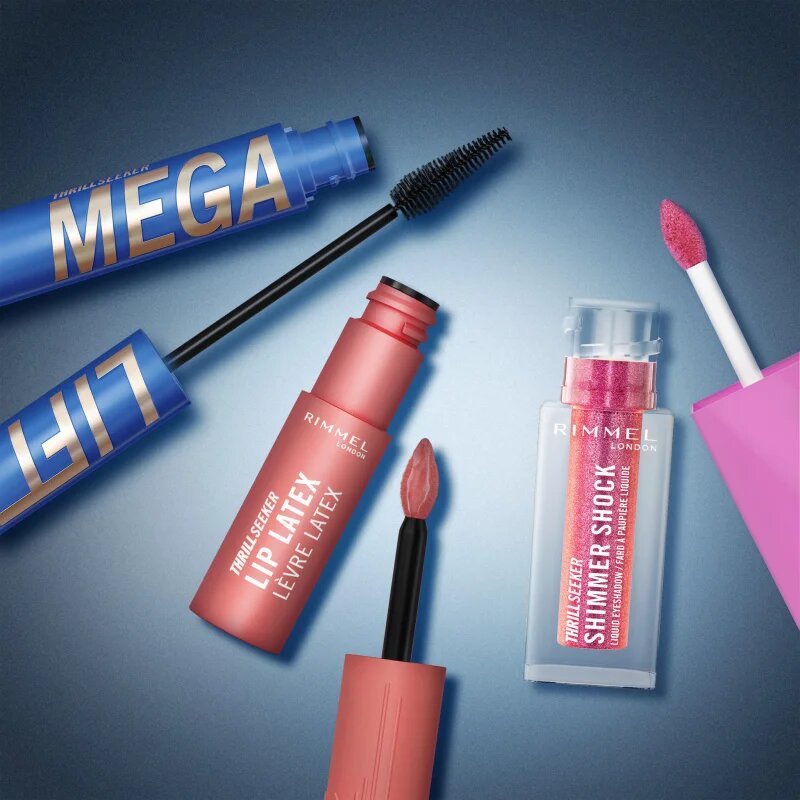 Rimmel Thrill Seeker Mega Lift vodoodporna maskara za volumen in privihanje trepalnic odtenek 004 Waterproof Black 10 ml