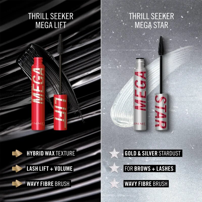 Rimmel Thrill Seeker Mega Star dolgoobstojna maskara z bleščicami 10 ml